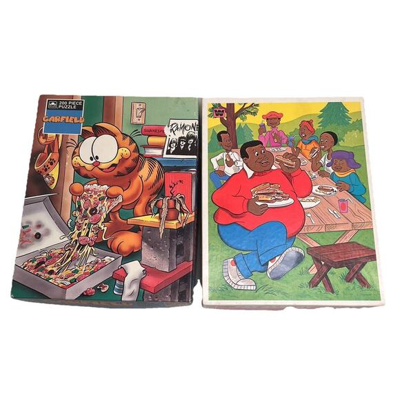 Fat Albert & Cosby Kids & Garfield Vintage Jigsaw Puzzles COMPLETE 1975 & 1978 - Picture 1 of 16